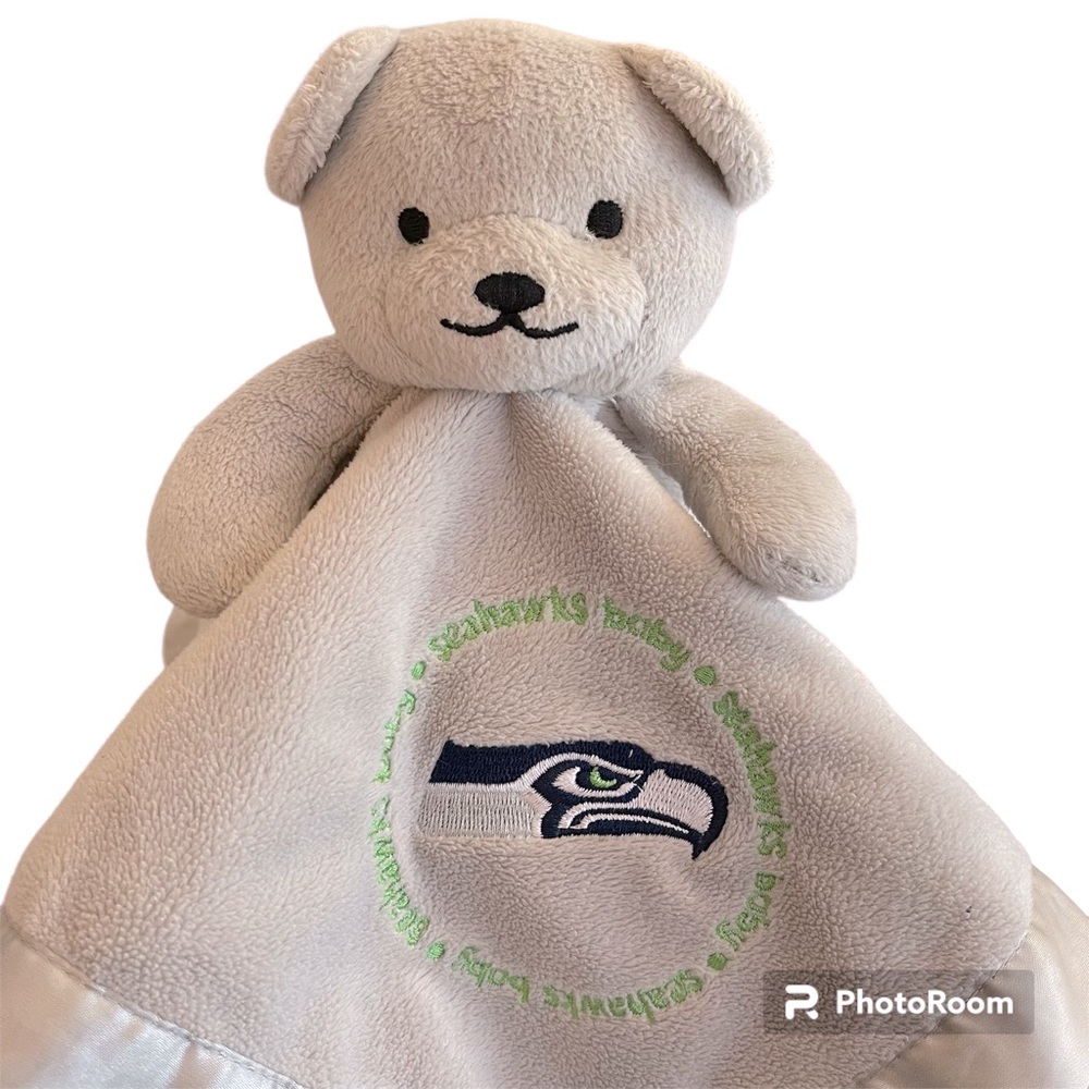 Baby Fanatics Seattle Seahawks Baby Lovey Teddy Bear / Satin Trim / Blankie